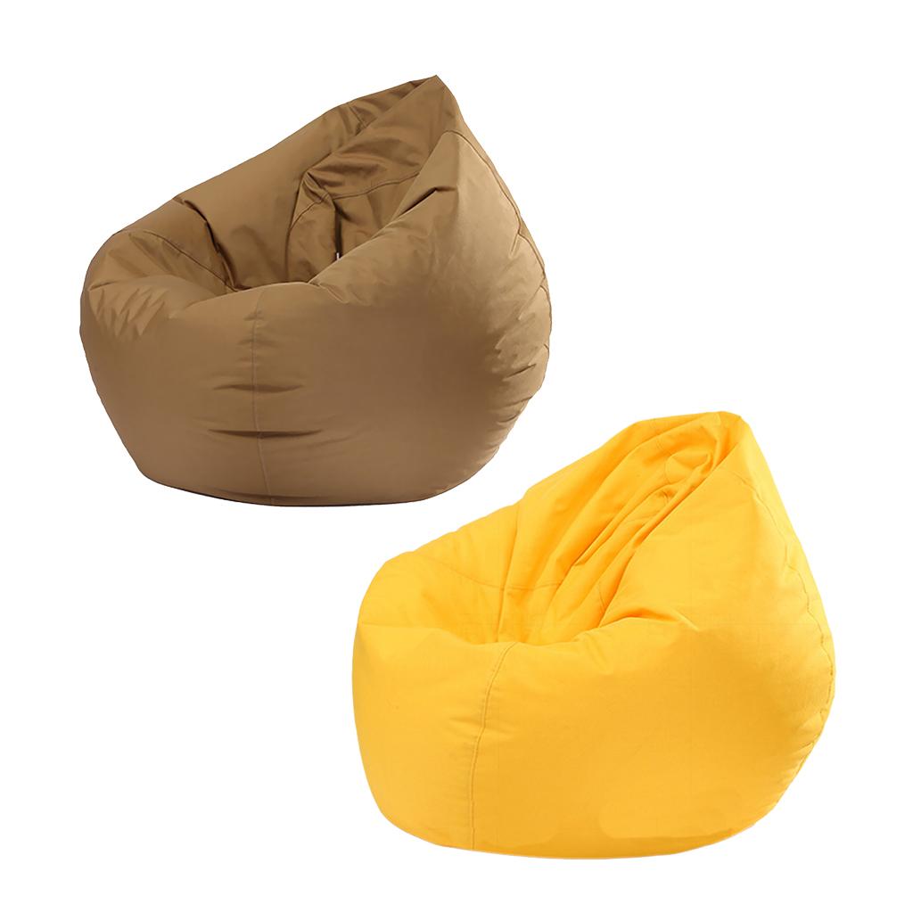 2PCS Large Adult Size Bean Bag Cover Toy Clothes Storage Yellow and Coffee