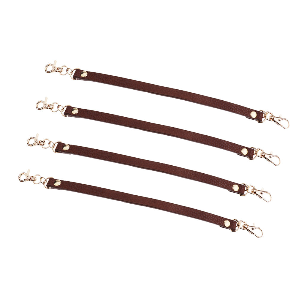 4Pieces PU Leather Short Handbag Bag Strap Replacement Purse Handle Coffee