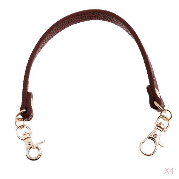 4Pieces PU Leather Short Handbag Bag Strap Replacement Purse Handle Coffee