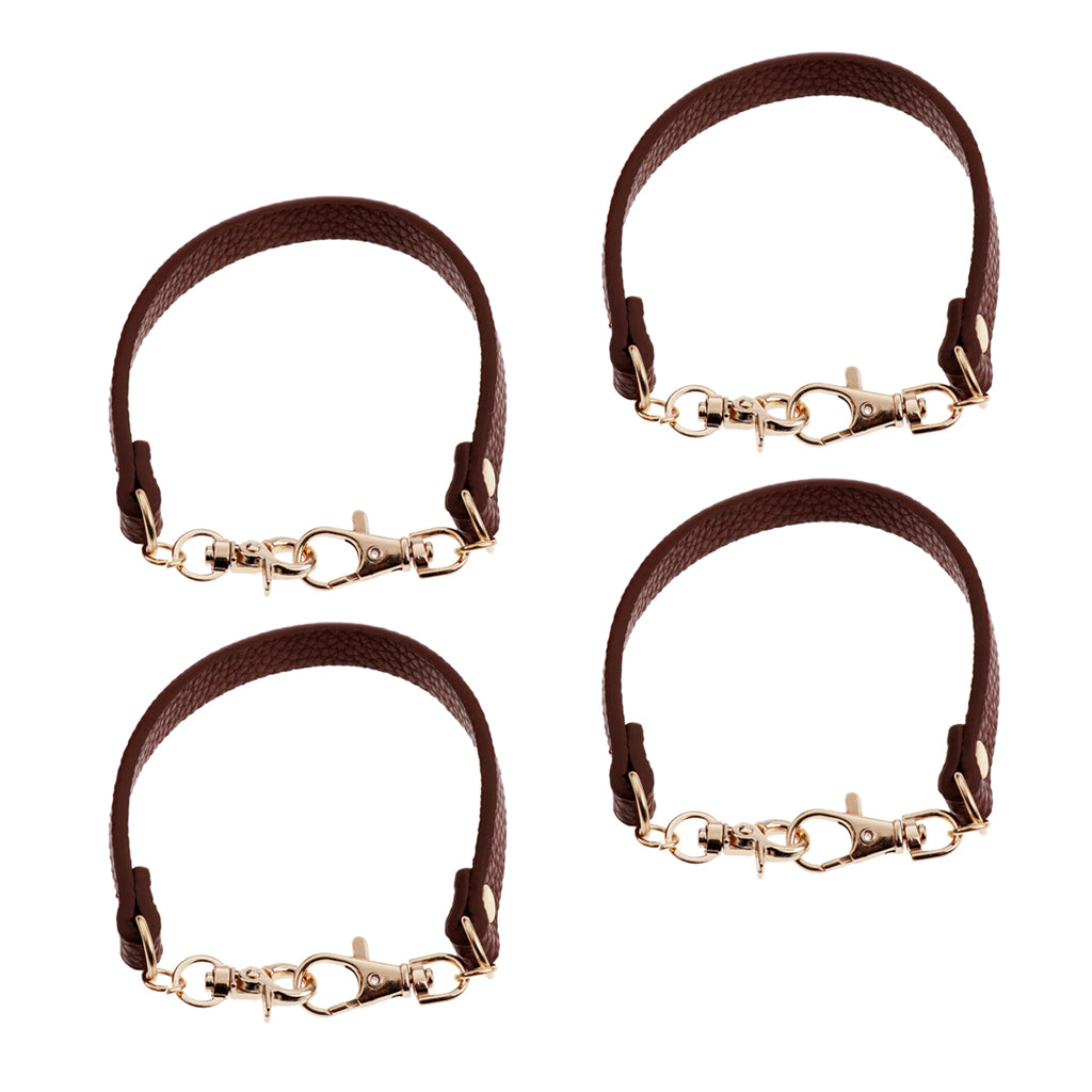 4Pieces PU Leather Short Handbag Bag Strap Replacement Purse Handle Coffee