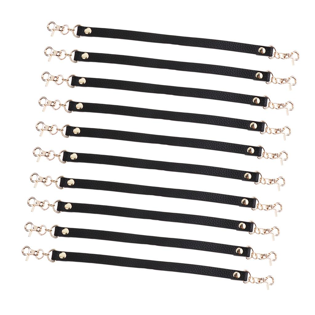 10Pieces PU Leather Short Handbag Bag Strap Replacement Purse Handle Black