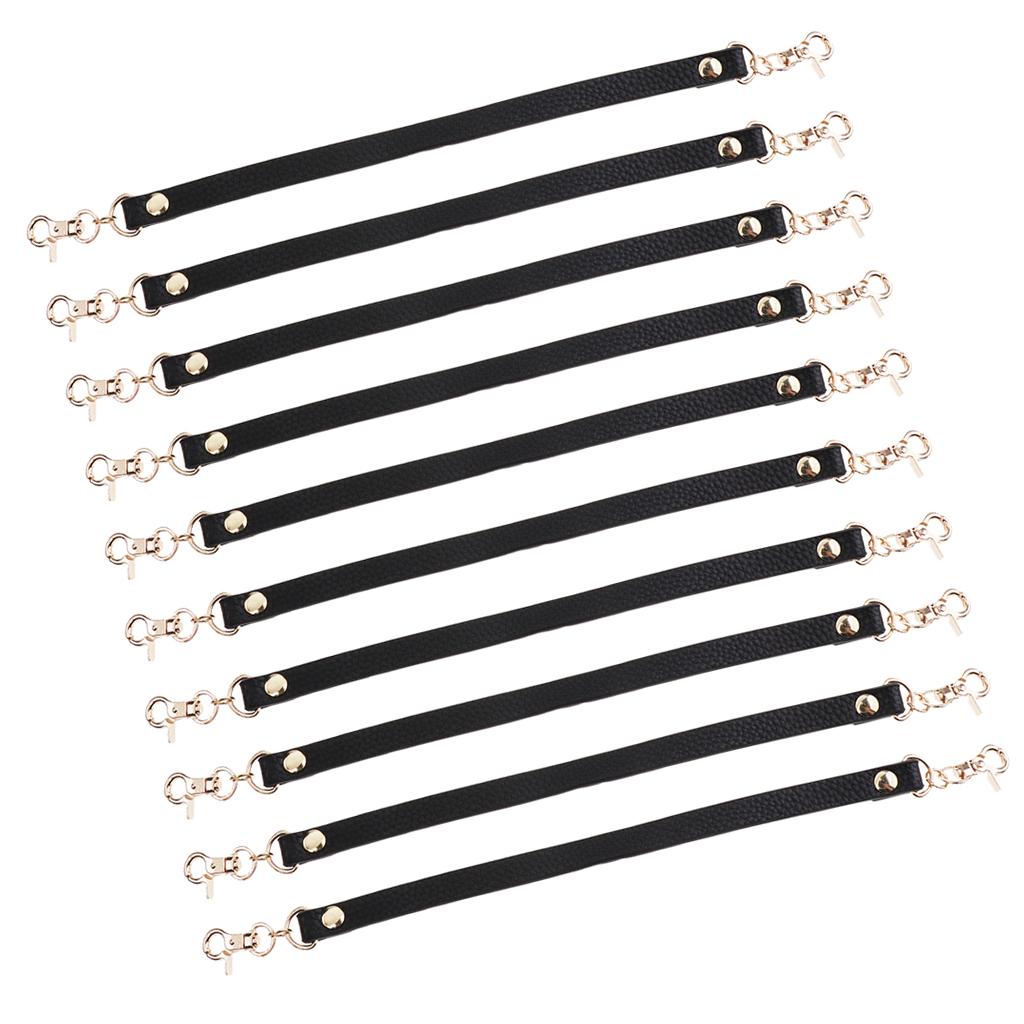 10Pieces PU Leather Short Handbag Bag Strap Replacement Purse Handle Black