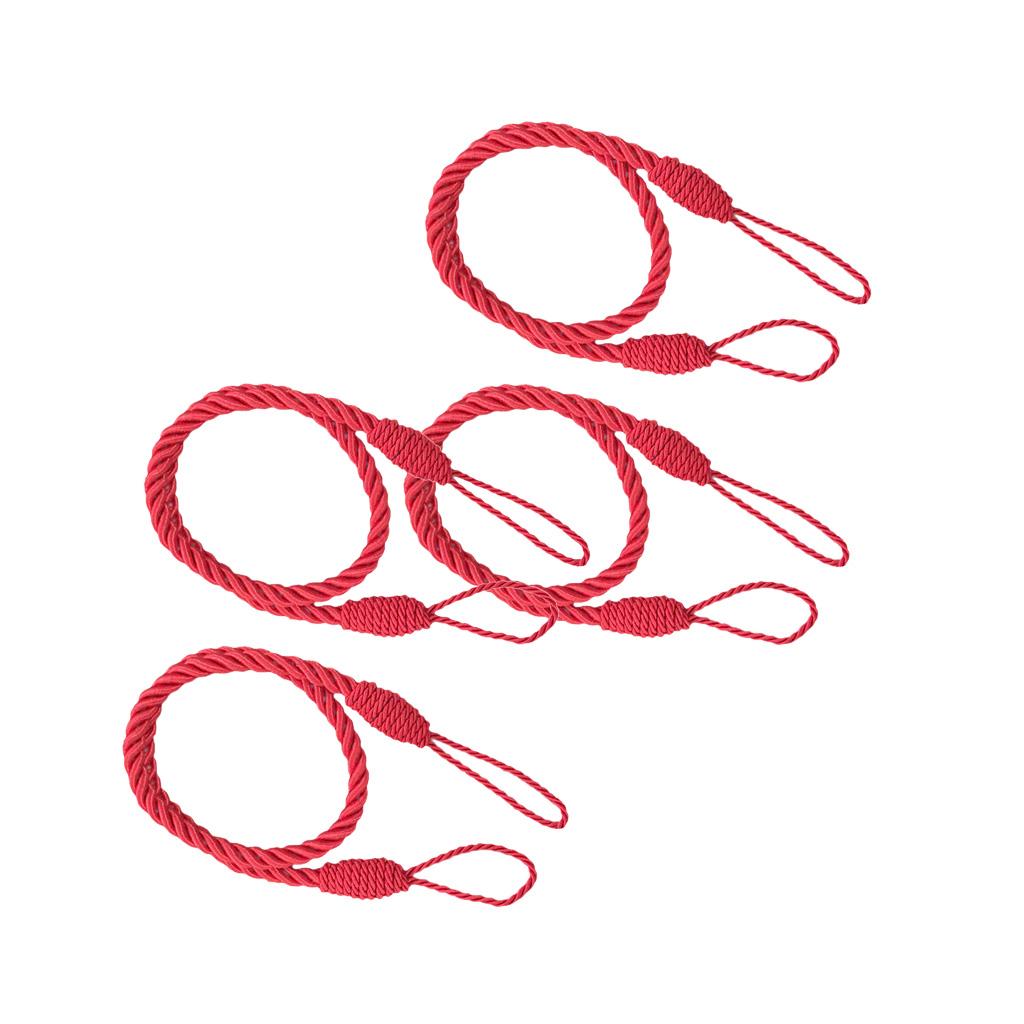 4 PCS Rope Curtain Drape Tiebacks Tassel Living Room Bedroom Red