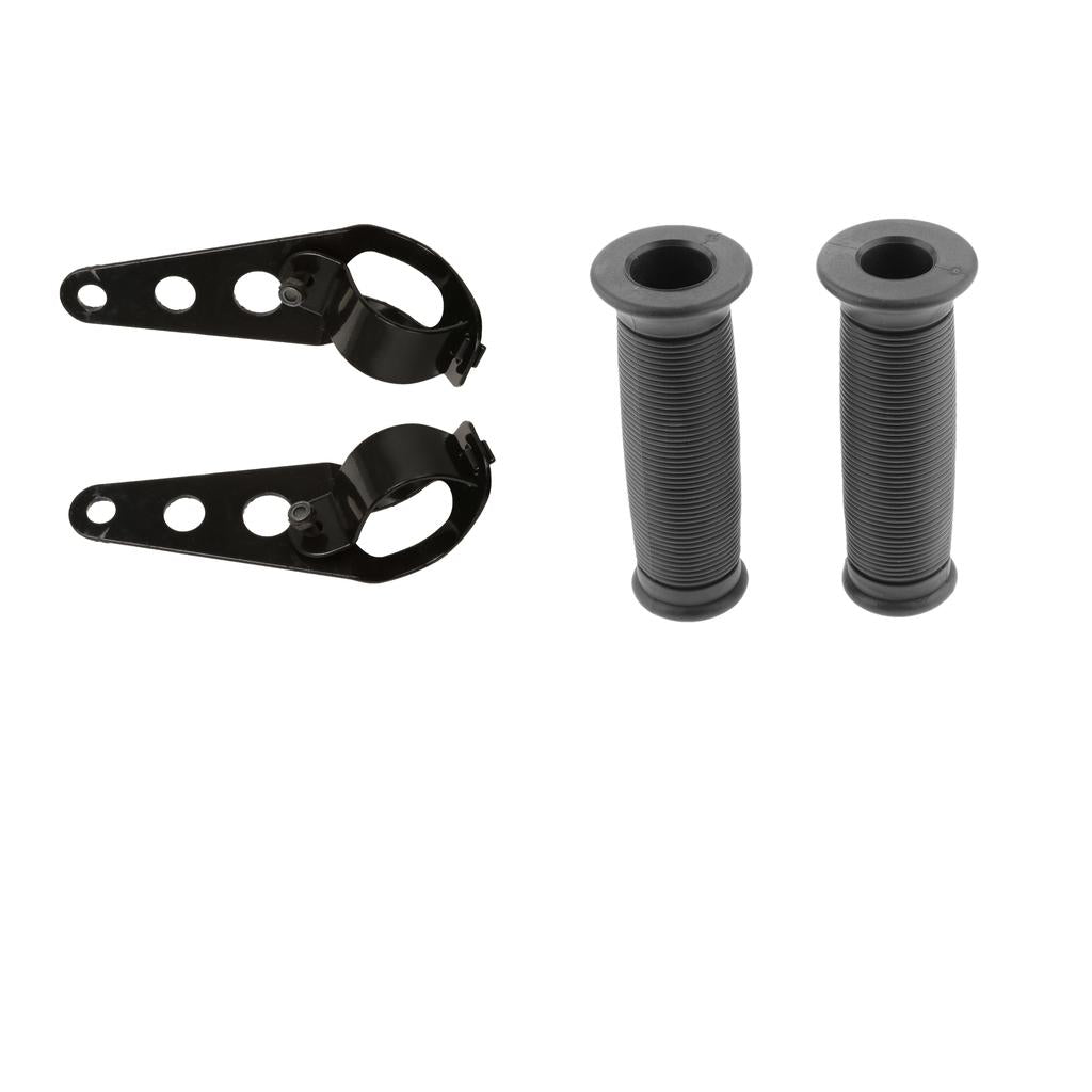 7/8 22mm Motorcycle Handlebars Hand Grips + Headlight Mount Bracket"