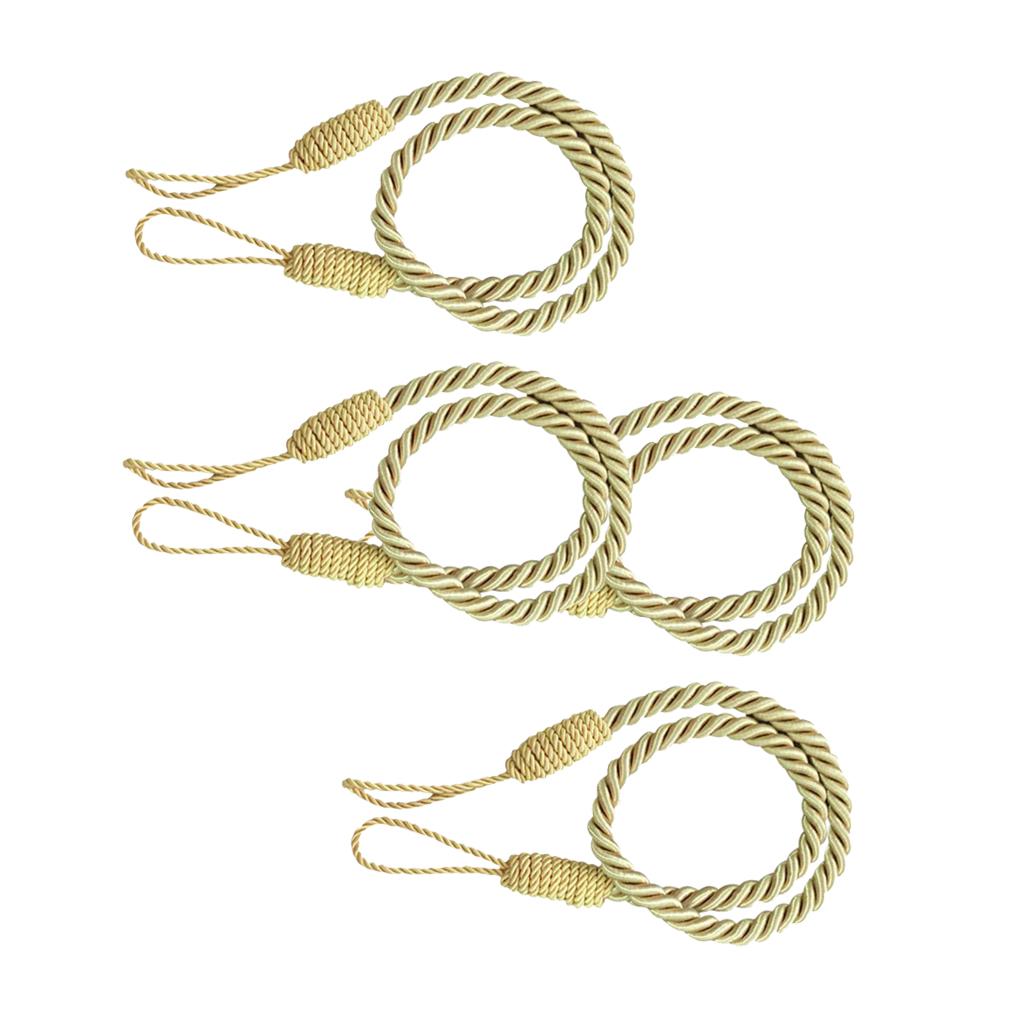 4 PCS Rope Curtain Drape Tiebacks Tassel Living Room Bedroom Golden