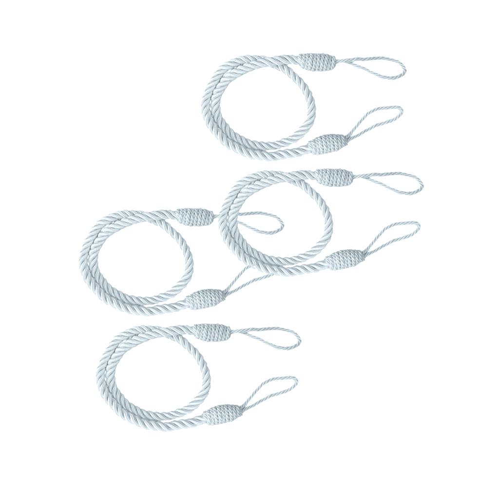 4 PCS Rope Curtain Drape Tiebacks Tassel Living Room Bedroom Silver Grey