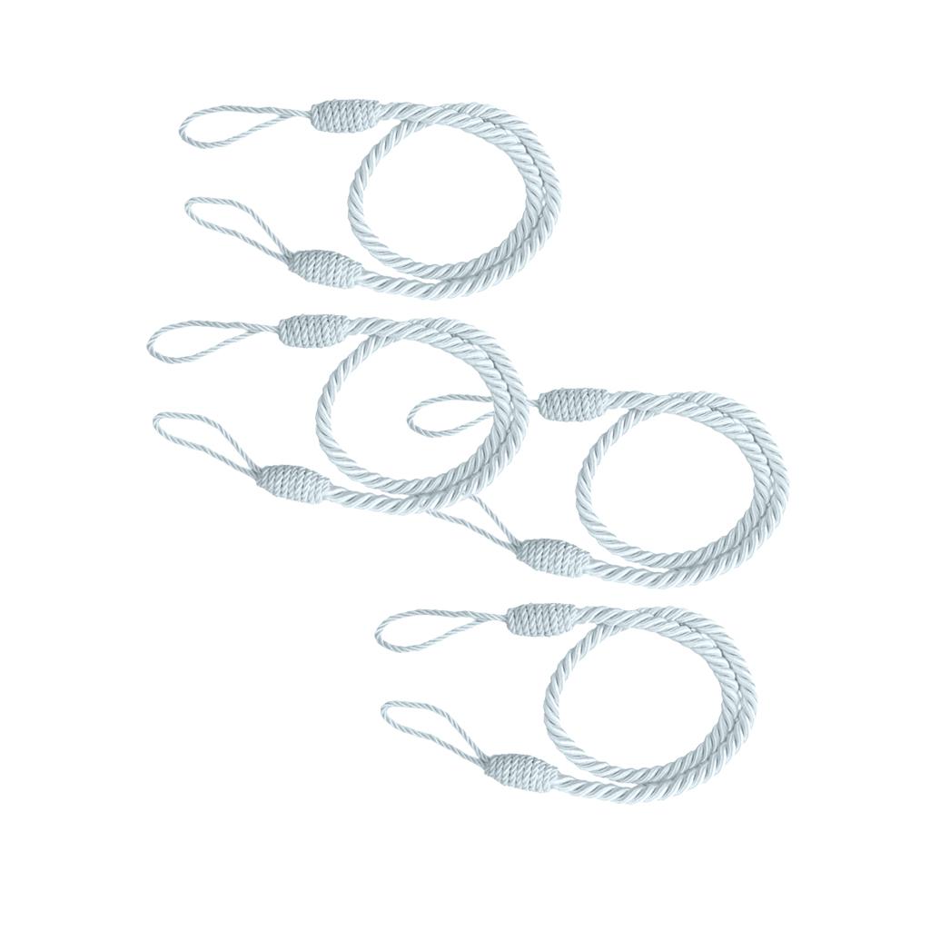 4 PCS Rope Curtain Drape Tiebacks Tassel Living Room Bedroom Silver Grey