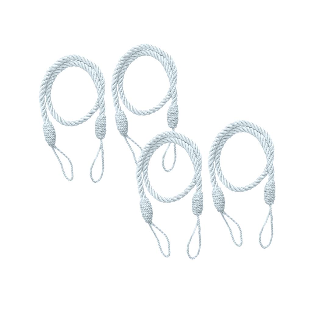 4 PCS Rope Curtain Drape Tiebacks Tassel Living Room Bedroom Silver Grey