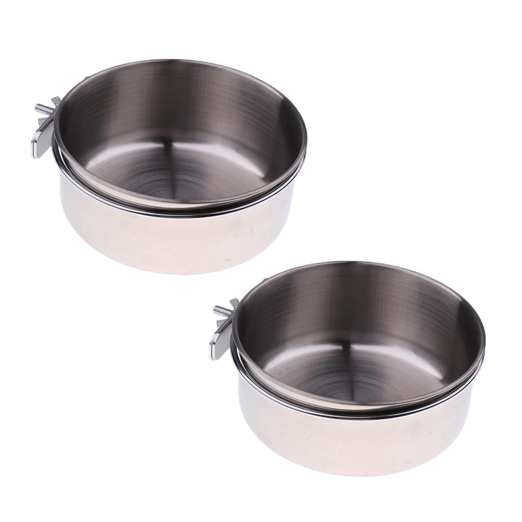 2x Birds Squirrels Parrot Cages Feeder Pet Stainless Steel Food Water Bowl