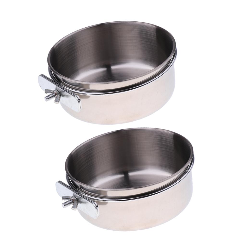 2x Birds Squirrels Parrot Cages Feeder Pet Stainless Steel Food Water Bowl