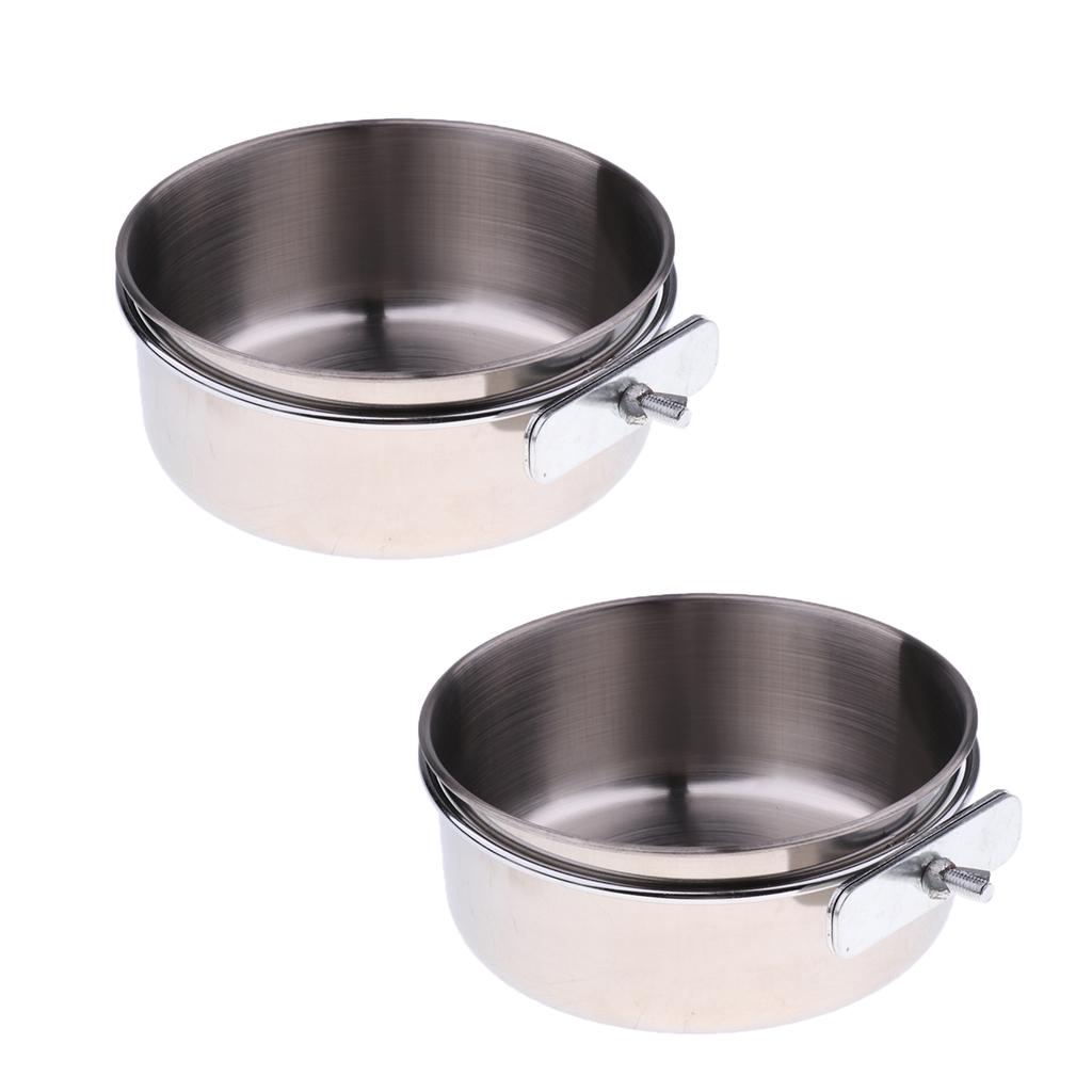 2x Birds Squirrels Parrot Cages Feeder Pet Stainless Steel Food Water Bowl