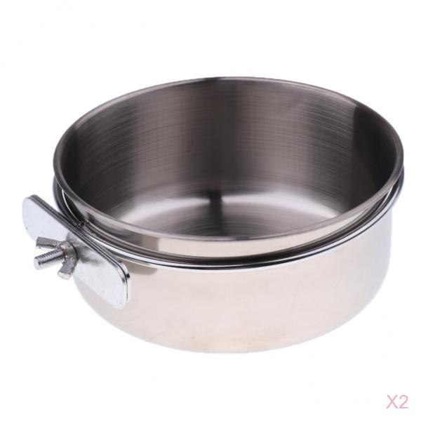 2x Birds Squirrels Parrot Cages Feeder Pet Stainless Steel Food Water Bowl