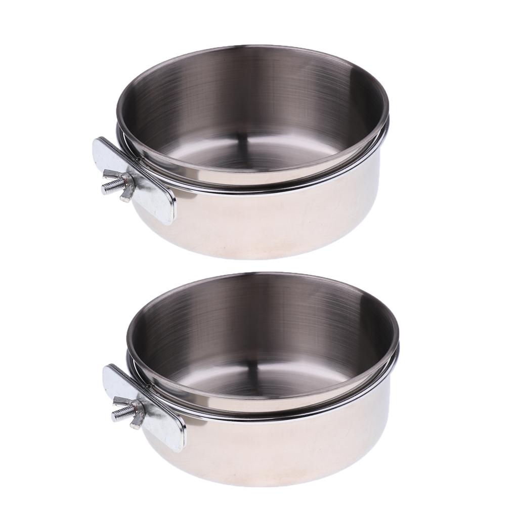 2x Birds Squirrels Parrot Cages Feeder Pet Stainless Steel Food Water Bowl