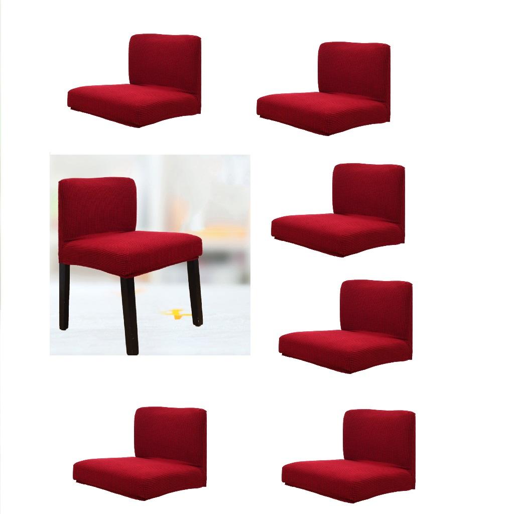 6pcs, 8pcs Upscale Jacquard Stretch Wedding Chair Covers Wine Red-6pcs