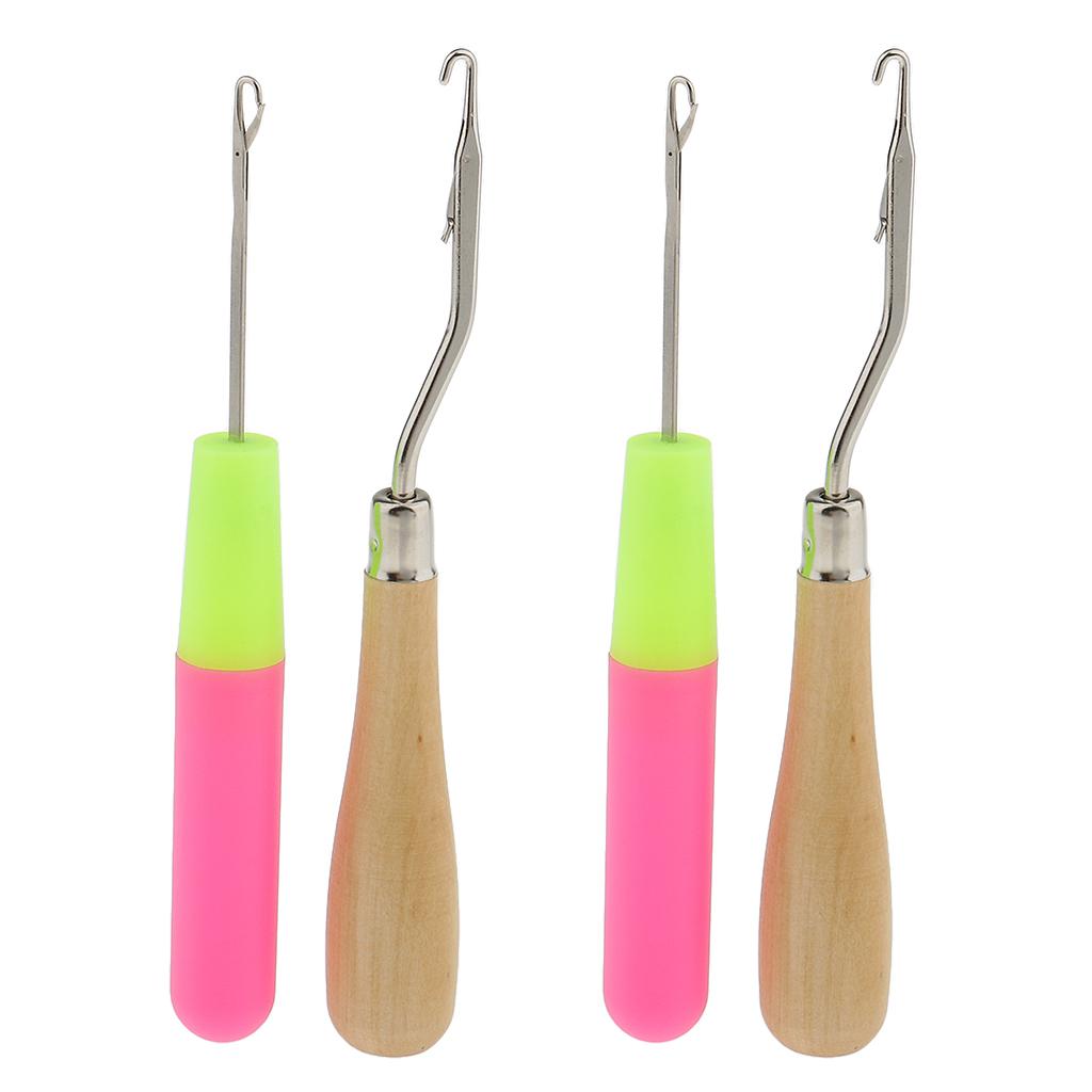 4Pcs Crochet Latch Hook Lock Needles Hair/ Micro Braid Needle Dread Lock