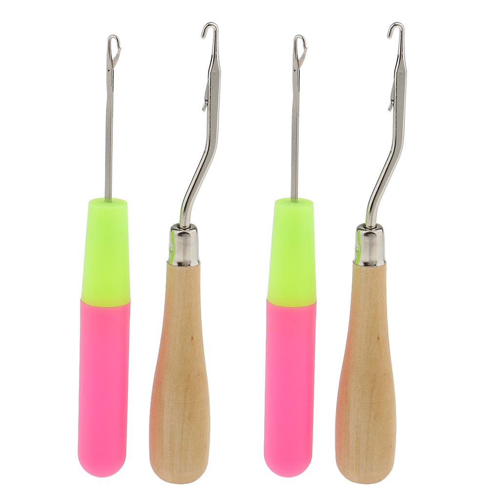 4Pcs Crochet Latch Hook Lock Needles Hair/ Micro Braid Needle Dread Lock