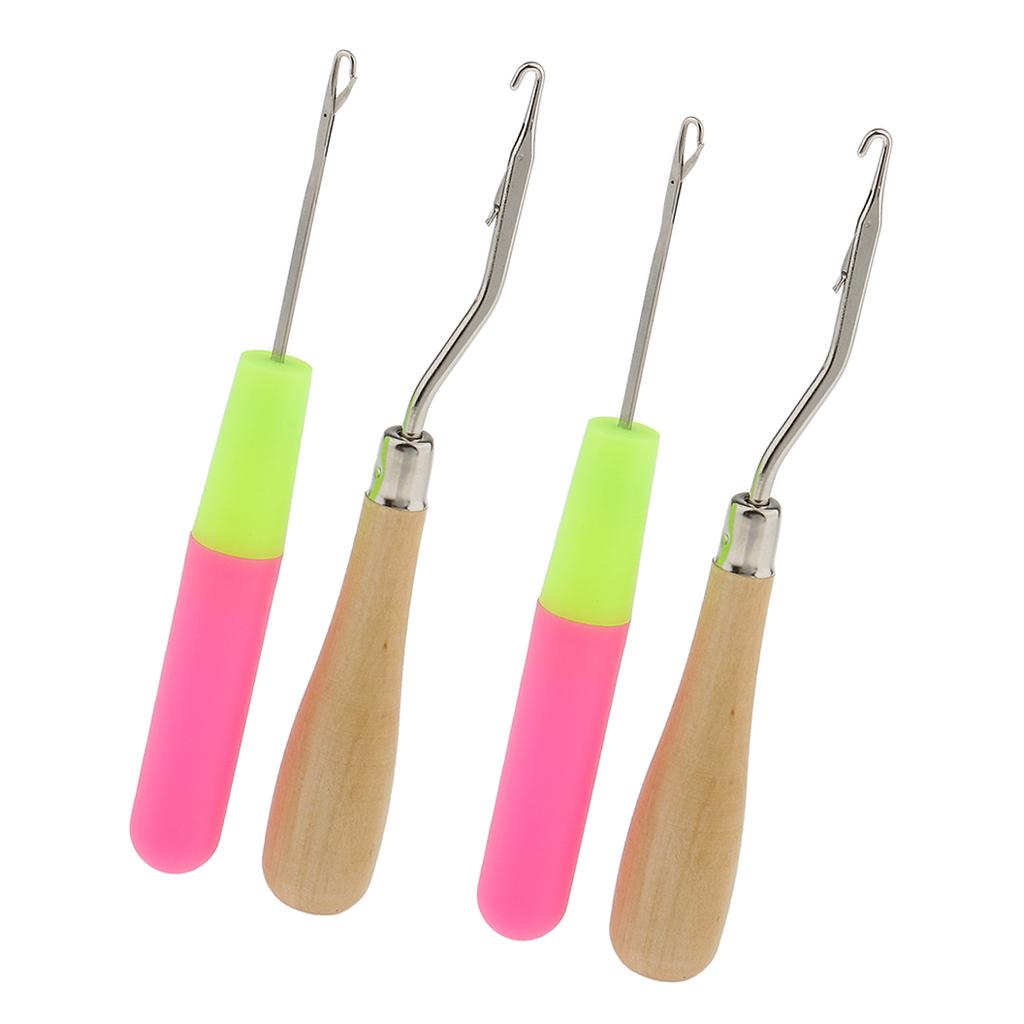 4Pcs Crochet Latch Hook Lock Needles Hair/ Micro Braid Needle Dread Lock