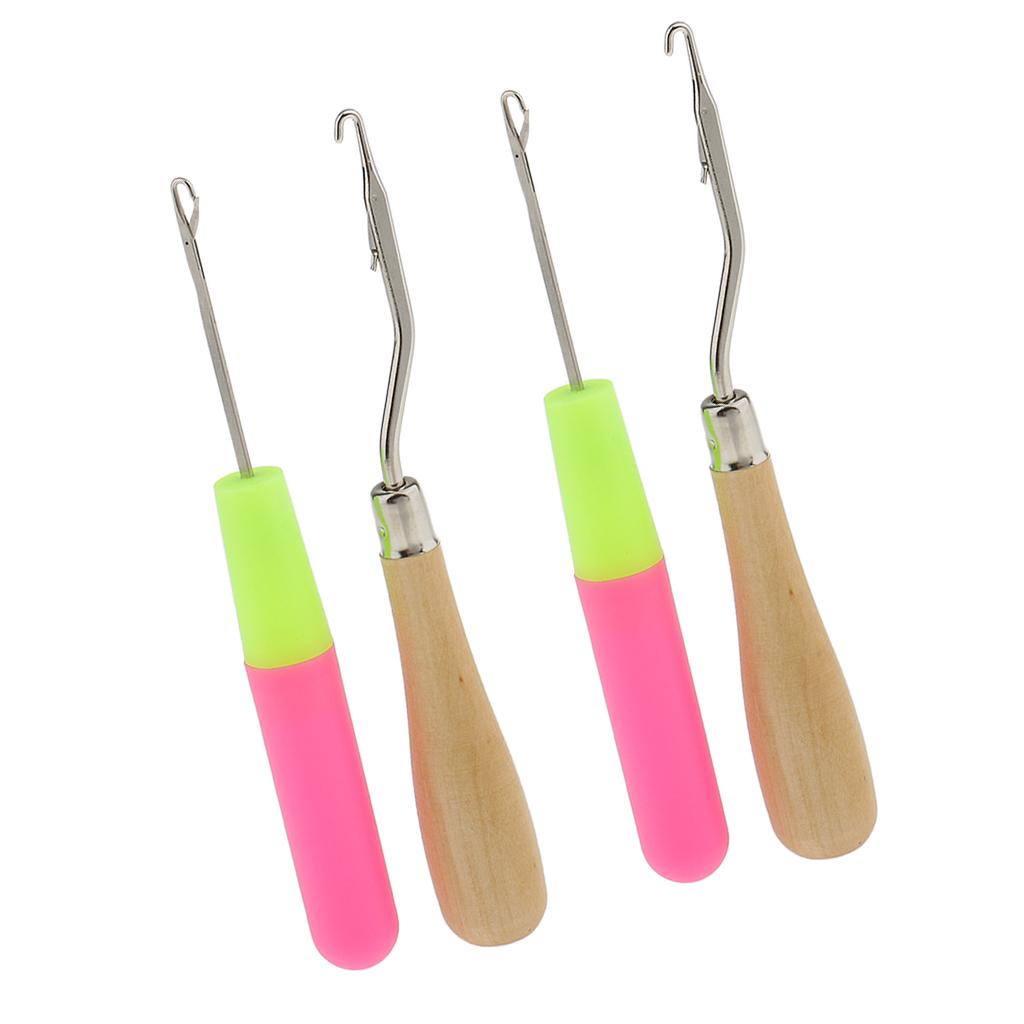 4Pcs Crochet Latch Hook Lock Needles Hair/ Micro Braid Needle Dread Lock