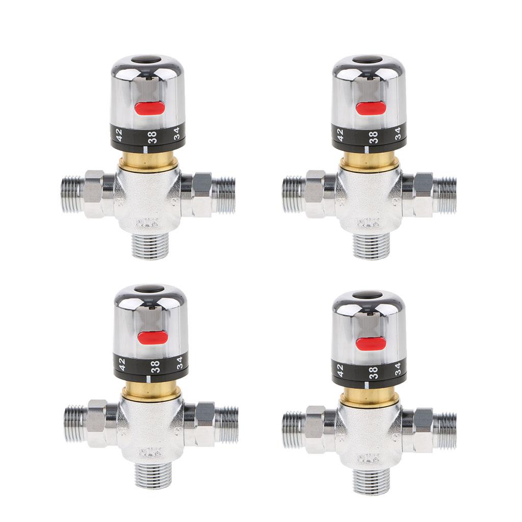 4x Brass 3-way Thermostatic Mixing Valve Solar Water Heater Mixer Valve DN15