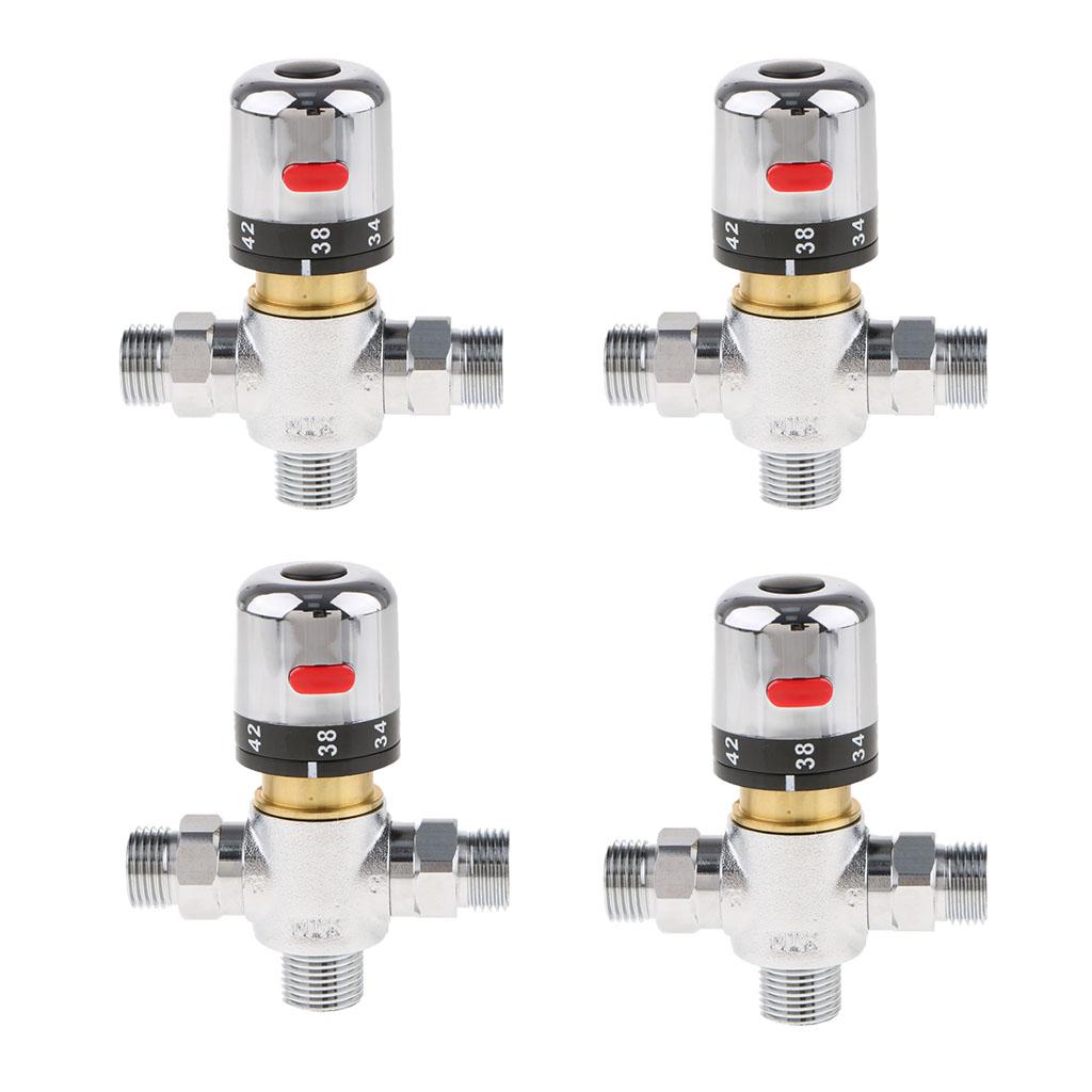 4x Brass 3-way Thermostatic Mixing Valve Solar Water Heater Mixer Valve DN15