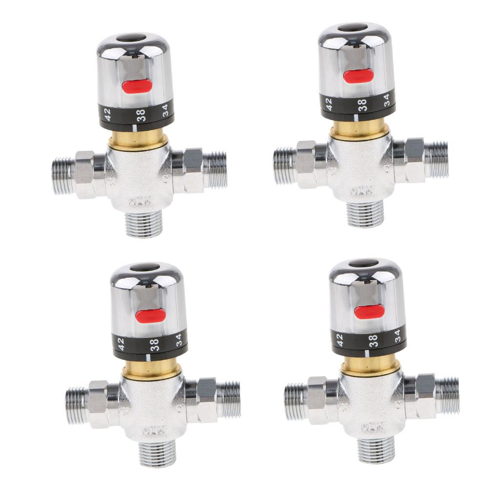 4x Brass 3-way Thermostatic Mixing Valve Solar Water Heater Mixer Valve DN15