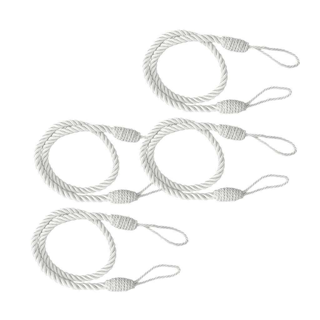 4 PCS Rope Curtain Drape Tiebacks Tassel Living Room Bedroom White