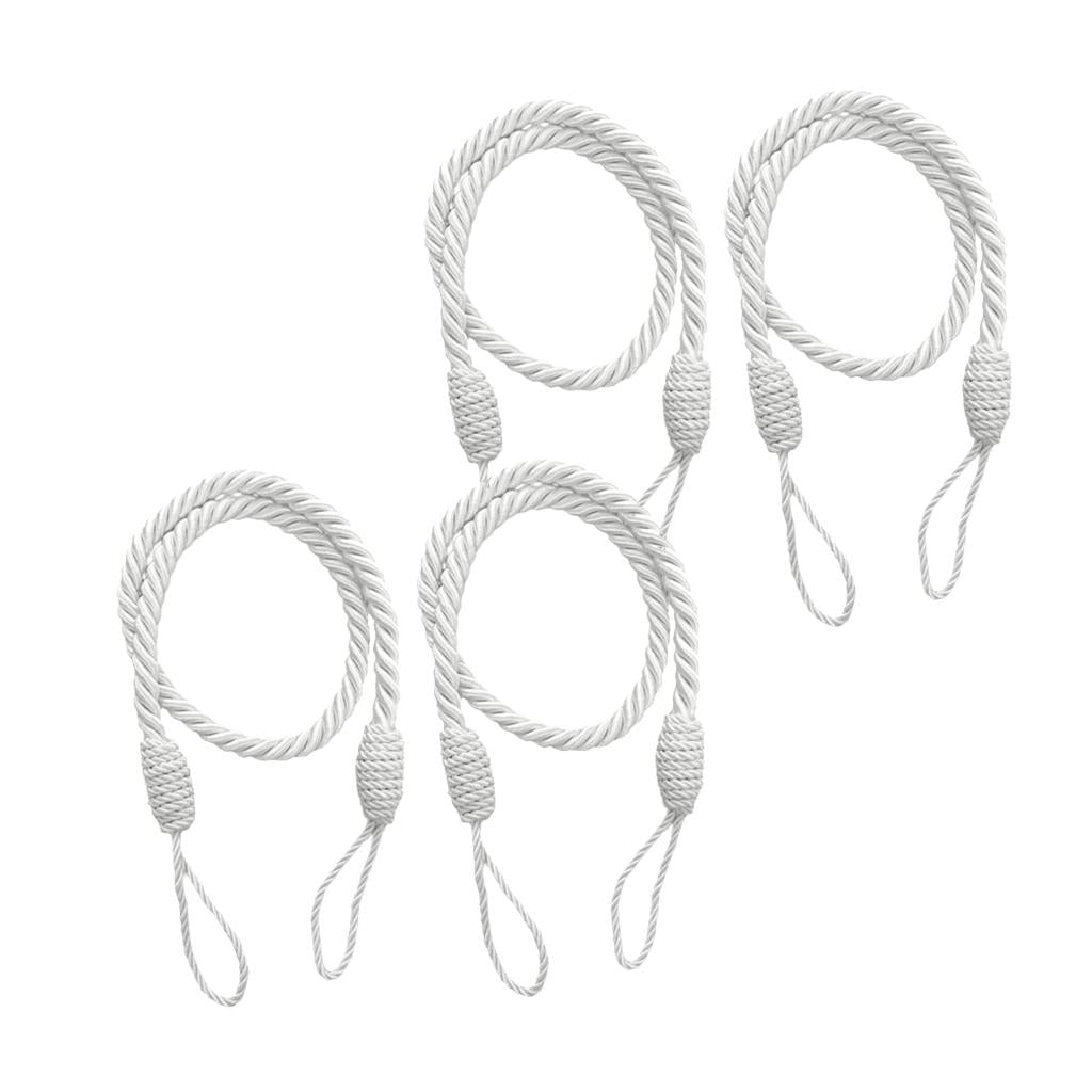 4 PCS Rope Curtain Drape Tiebacks Tassel Living Room Bedroom White