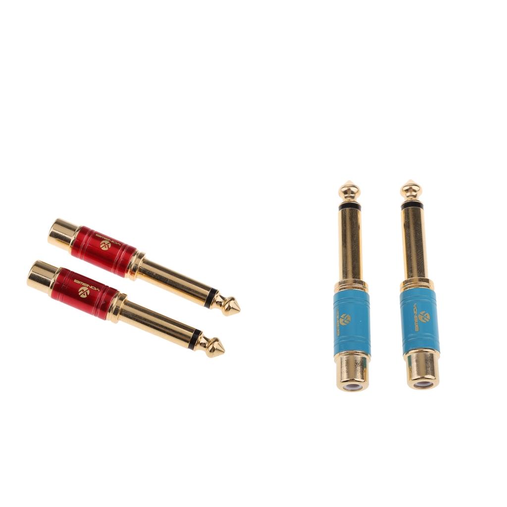 4 Pieces Gold Plated 6.5mm Male to RCA Female Audio Video Adapter