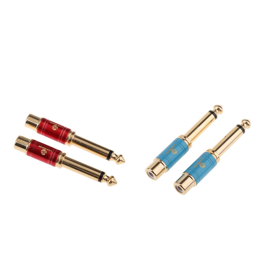 4 Pieces Gold Plated 6.5mm Male to RCA Female Audio Video Adapter