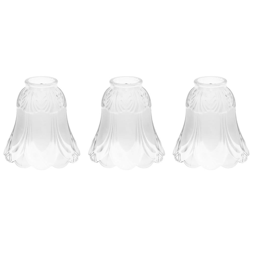 3 Pieces #1 Frosted Glass Ribbed Bell Light Shades Chandelier Lamp Pendant