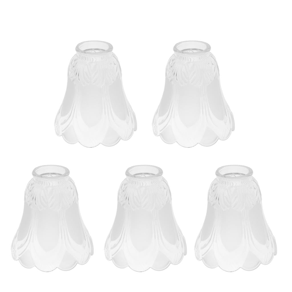 2 Pieces #1 Frosted Glass Ribbed Bell Light Shades Chandelier Lamp Pendant