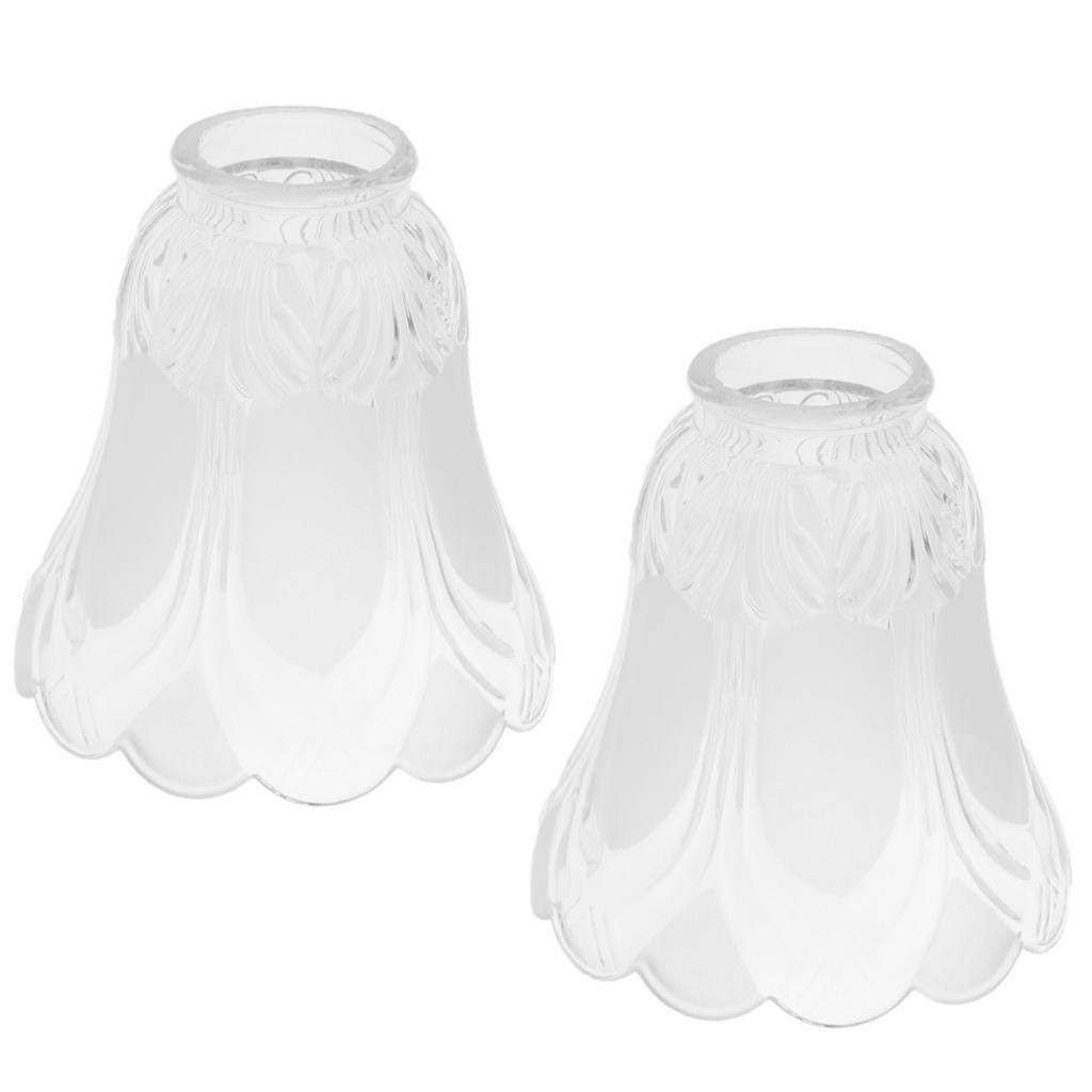 2 Pieces #1 Frosted Glass Ribbed Bell Light Shades Chandelier Lamp Pendant