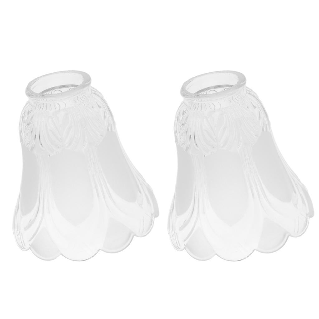 2 Pieces #1 Frosted Glass Ribbed Bell Light Shades Chandelier Lamp Pendant