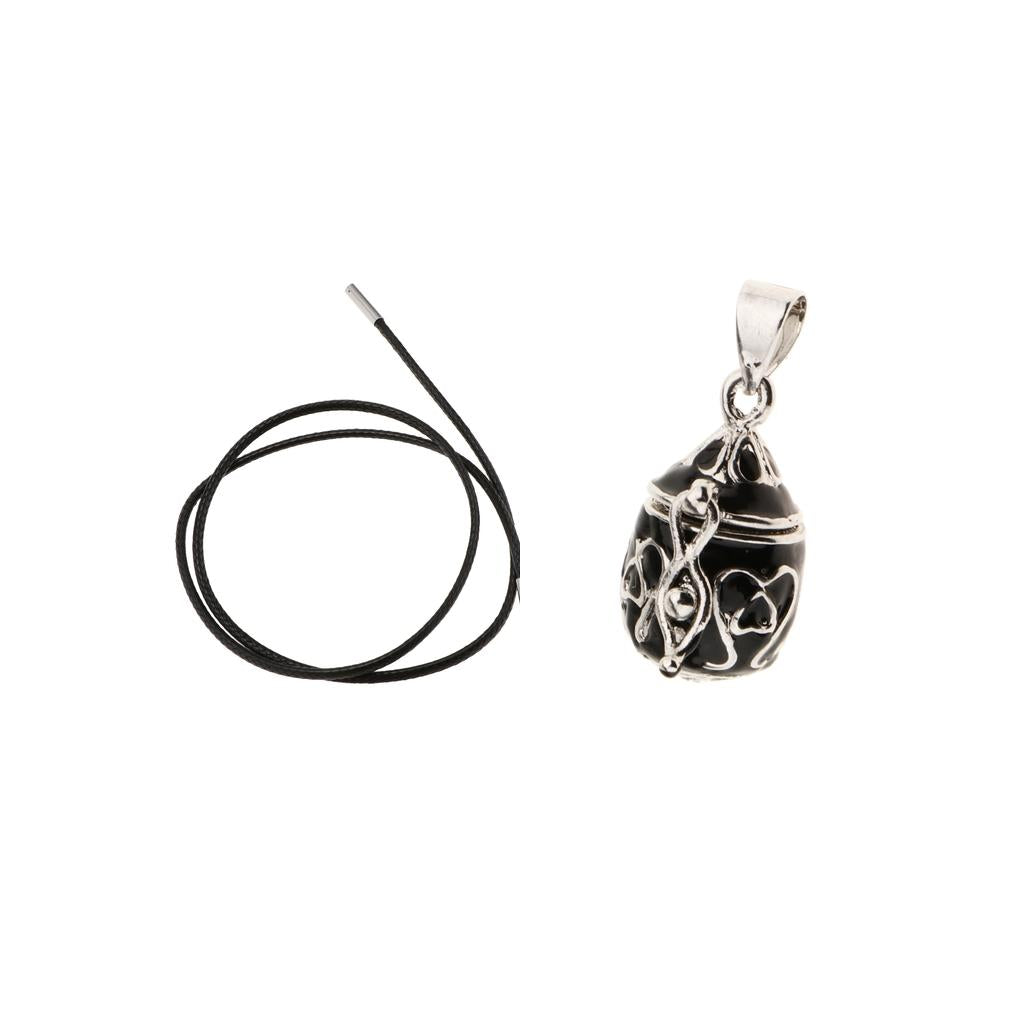 Black Enamel Openable Ash Urn Pendant and Necklace Wax Cords Jewelry Set