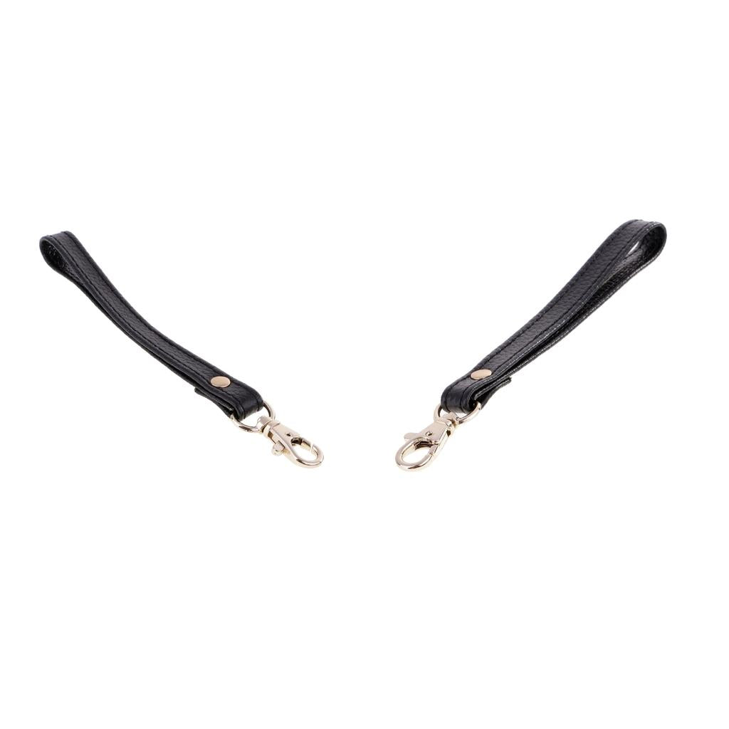 2Pcs Genuine Leather Replacement Clutch Wristlet Purse Wrist Straps Black