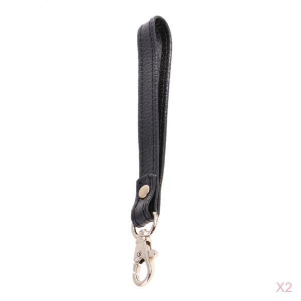 2Pcs Genuine Leather Replacement Clutch Wristlet Purse Wrist Straps Black