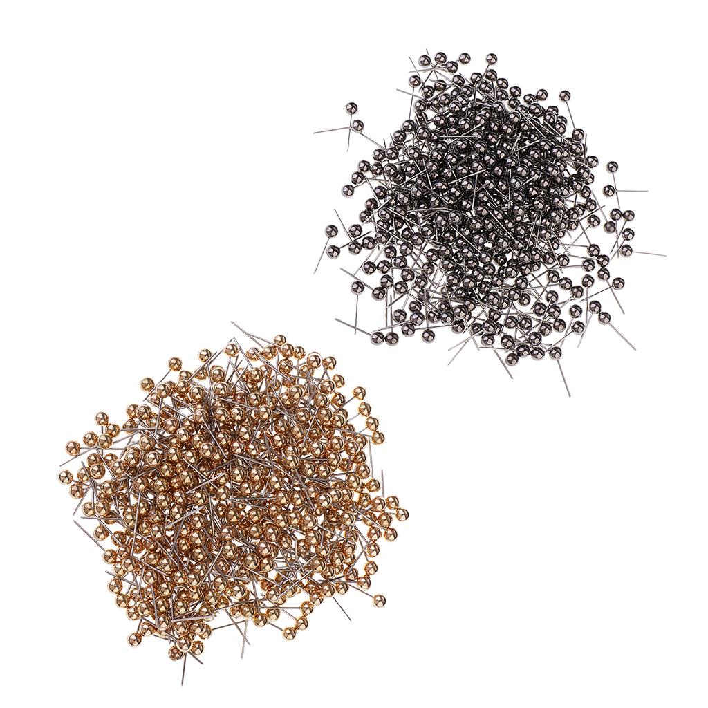 800 Piece Metallic Color Bead Head Push Pins Sewing Quilting Pins Black Gold