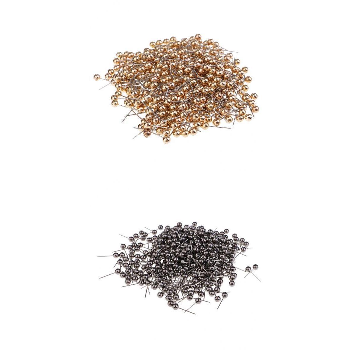 800 Piece Metallic Color Bead Head Push Pins Sewing Quilting Pins Black Gold