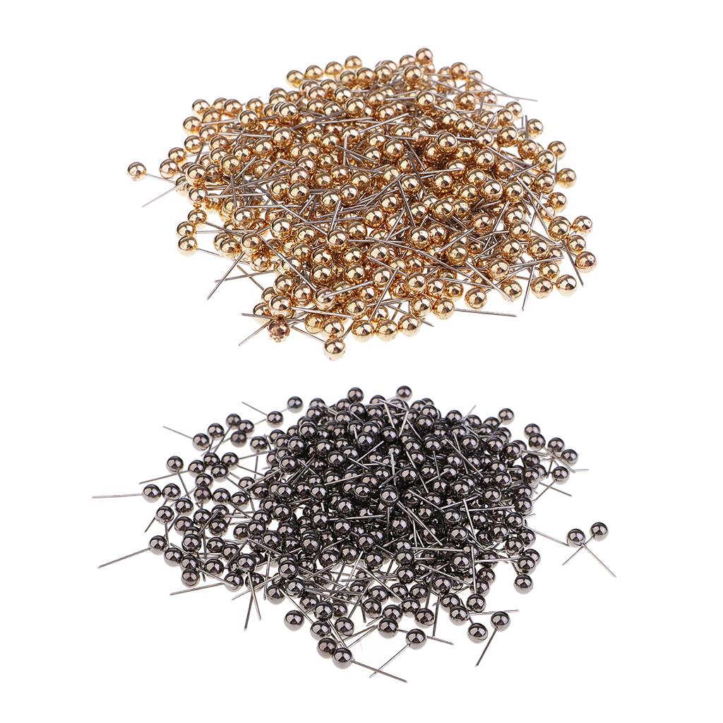 800 Piece Metallic Color Bead Head Push Pins Sewing Quilting Pins Black Gold