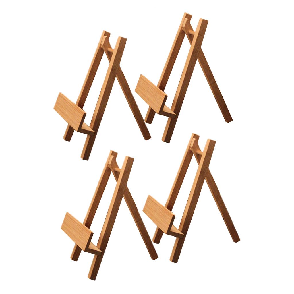 4pcs Bamboo Display Easel Stand Plate Picture Frame Photo Pedestal Holder