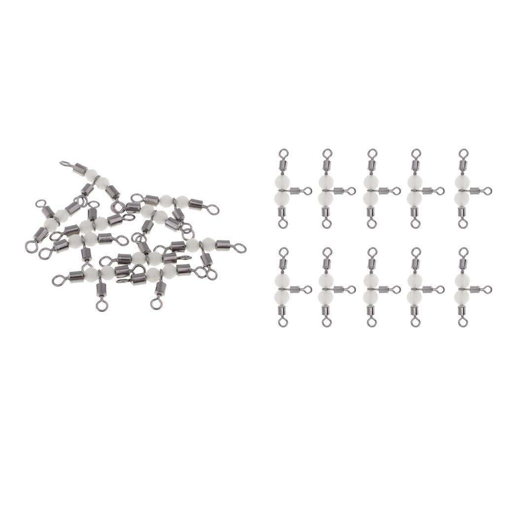 20pcs 3 Way Swivel Luminous Rolling Barrel T shape Swivel Connector 3cm 2cm