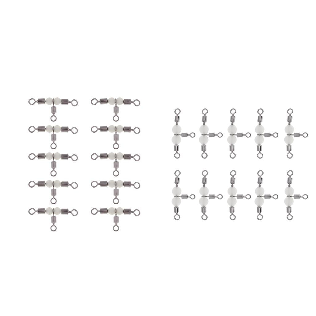 20pcs 3 Way Swivel Luminous Rolling Barrel T shape Swivel Connector 3cm 2cm