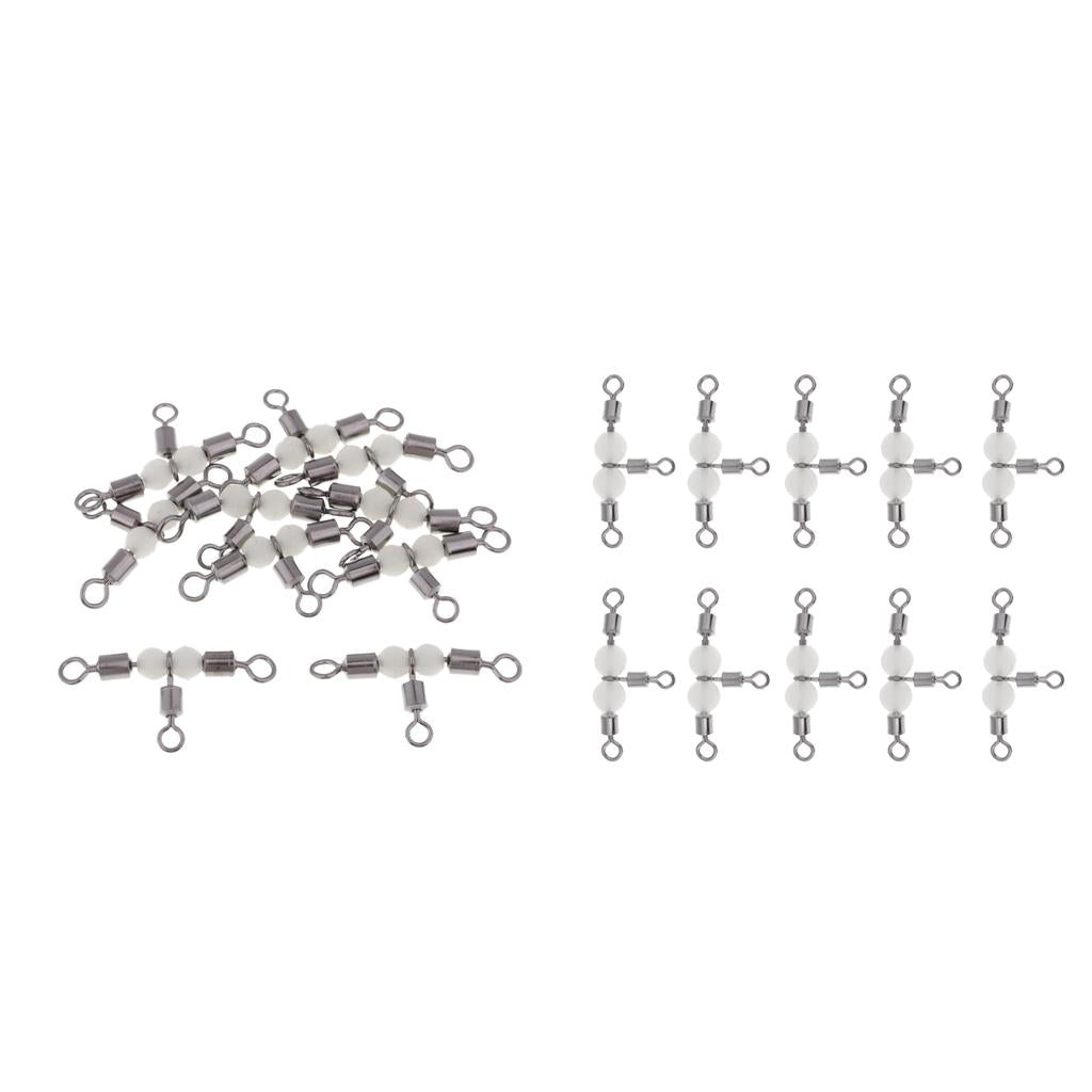 20pcs 3 Way Swivel Luminous Rolling Barrel T shape Swivel Connector 3cm 2cm
