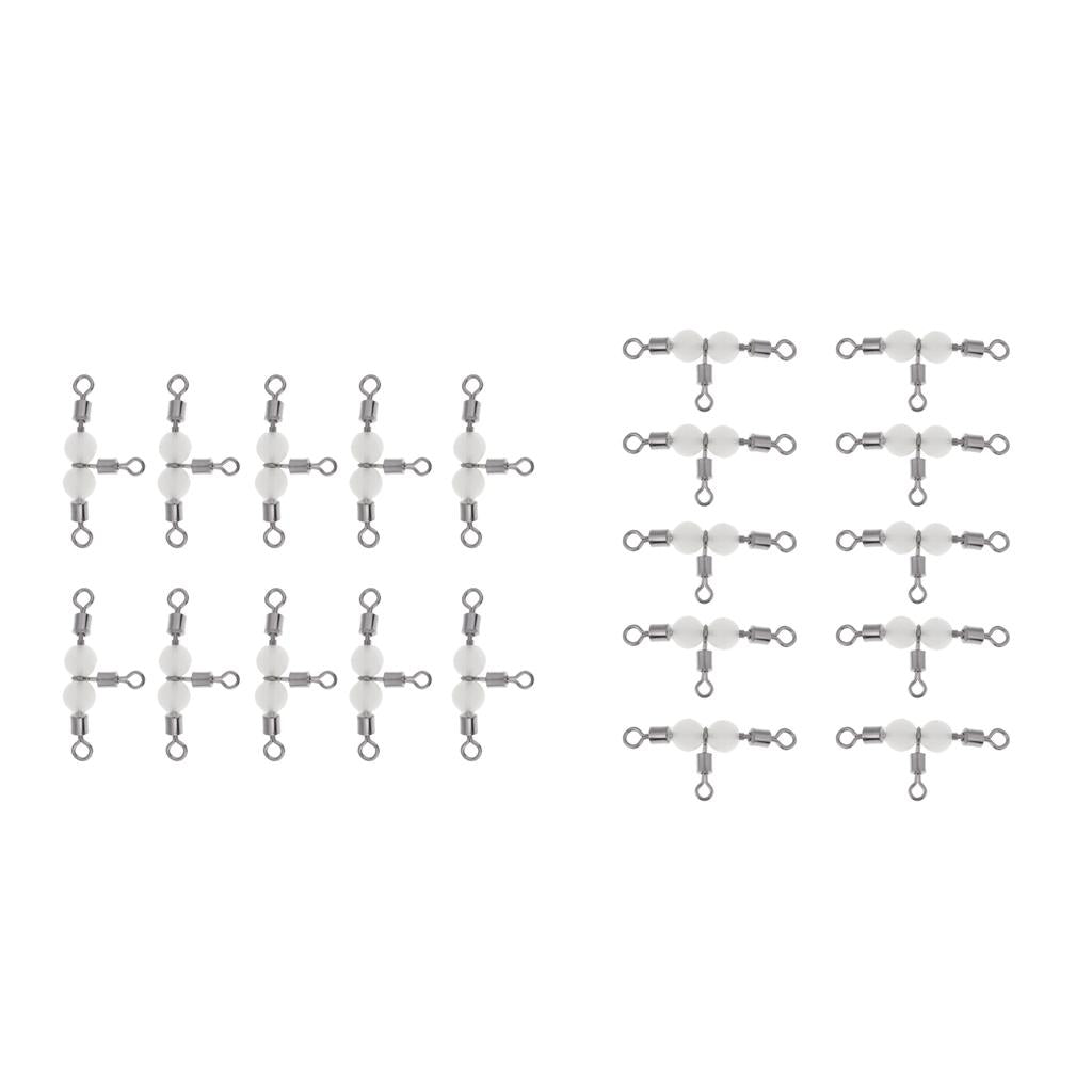 20pcs Copper 3 Way Swivel Luminous Rolling Barrel T shape Swivel Connectors