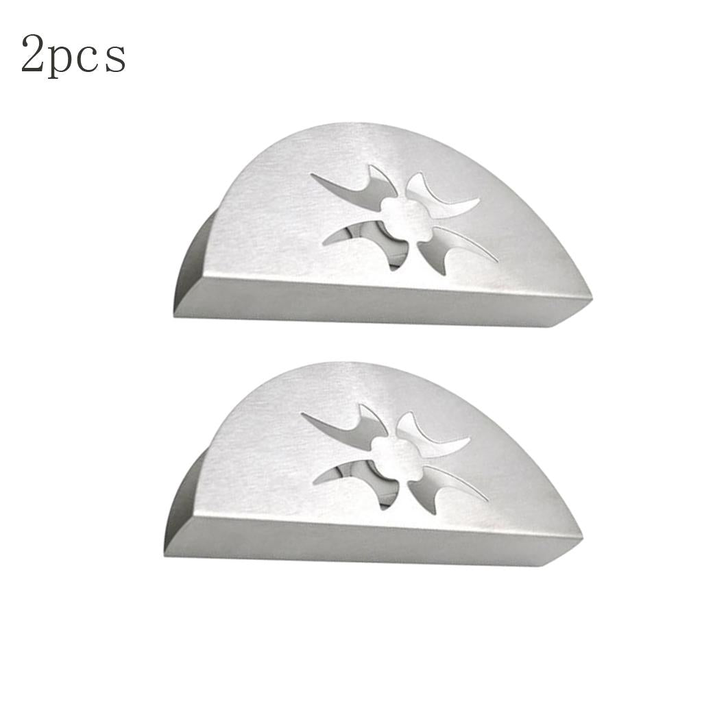 2x Stainless fan-shaped Facial Tissue Box Napkin Holder Paper Flower Pattern