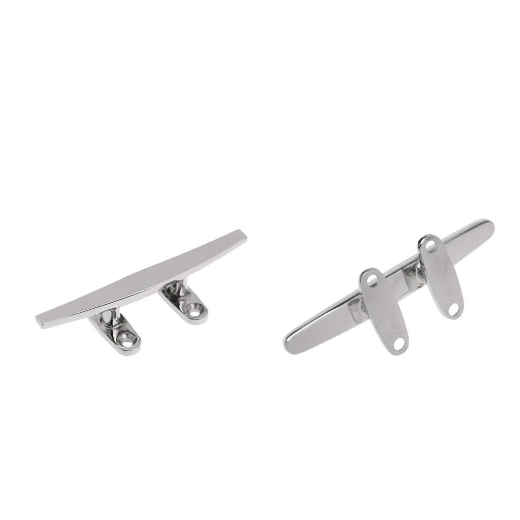 2pcs 316 Stainless Steel Heavy Duty Hollow Base Boat Rope Cleat 8''& 5''