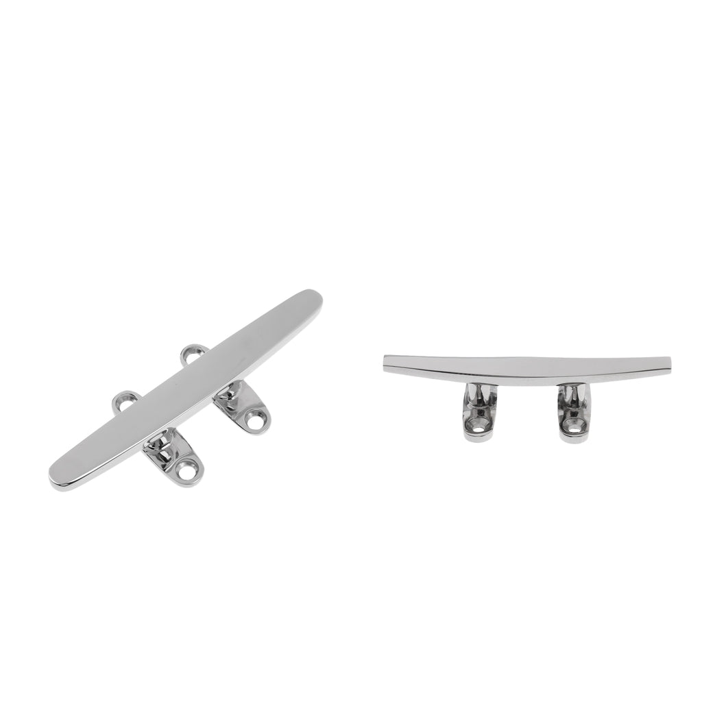 2pcs 316 Stainless Steel Heavy Duty Hollow Base Boat Rope Cleat 8''& 5''
