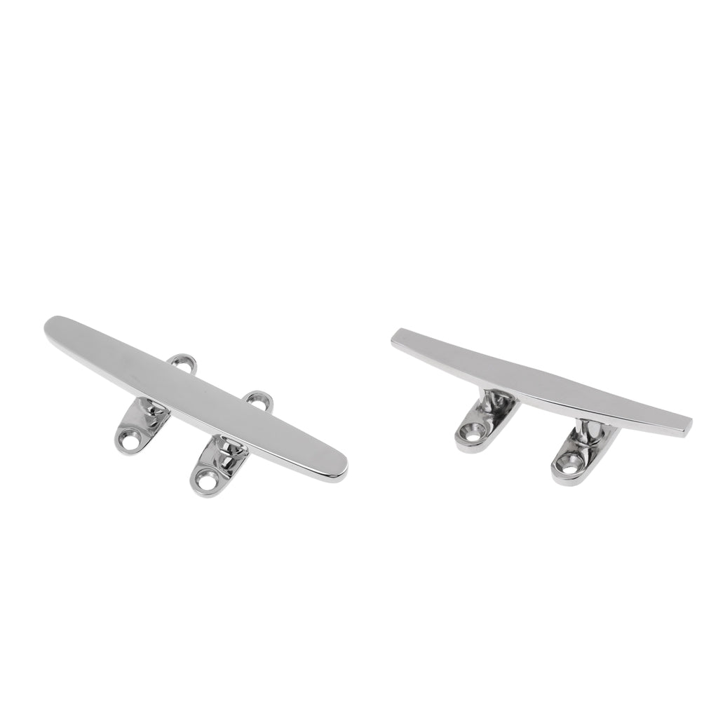 2pcs 316 Stainless Steel Heavy Duty Hollow Base Boat Rope Cleat 8''& 5''