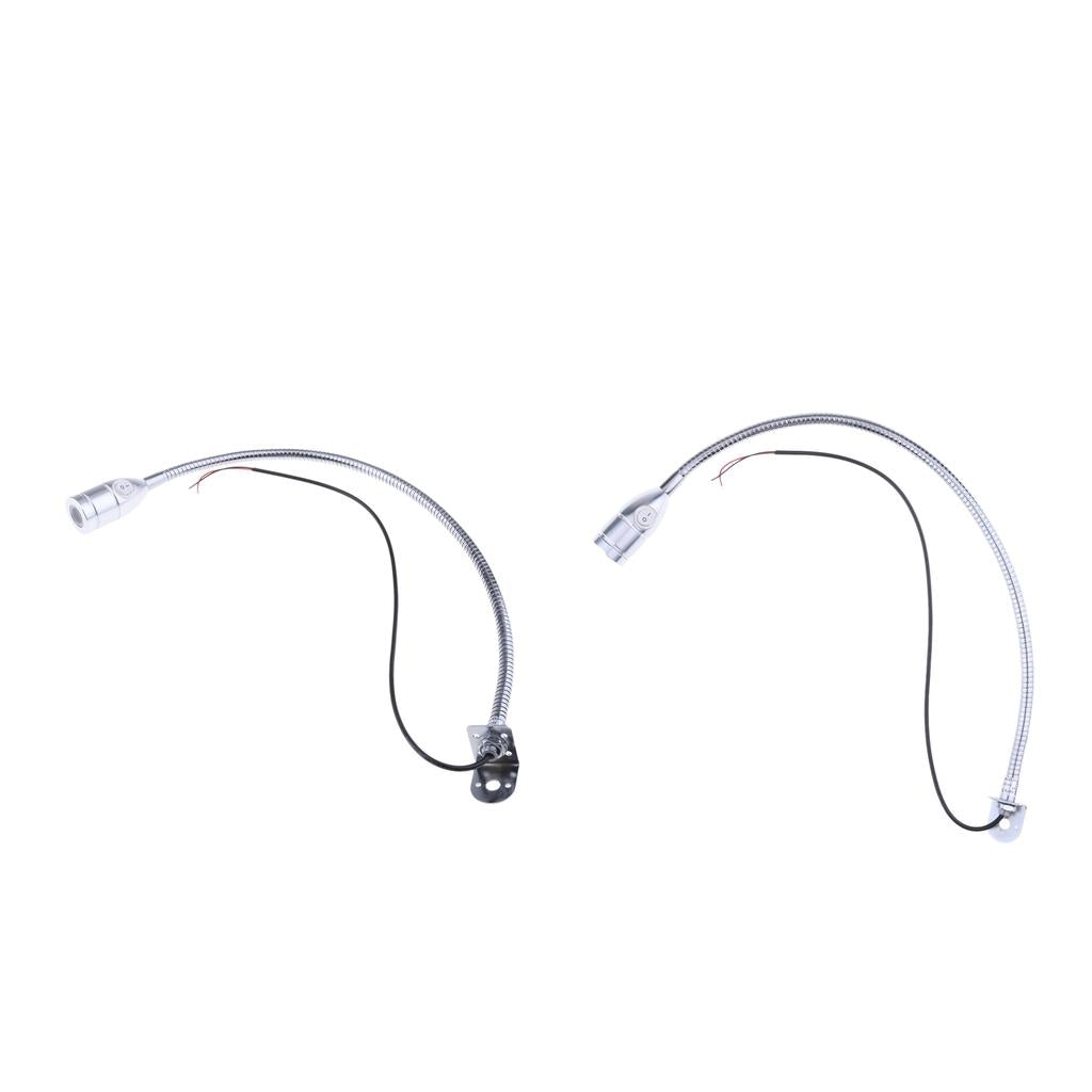 2x12V Gooseneck LED Bedside Reading Lamp Headboard Wall Surface Mount Silver