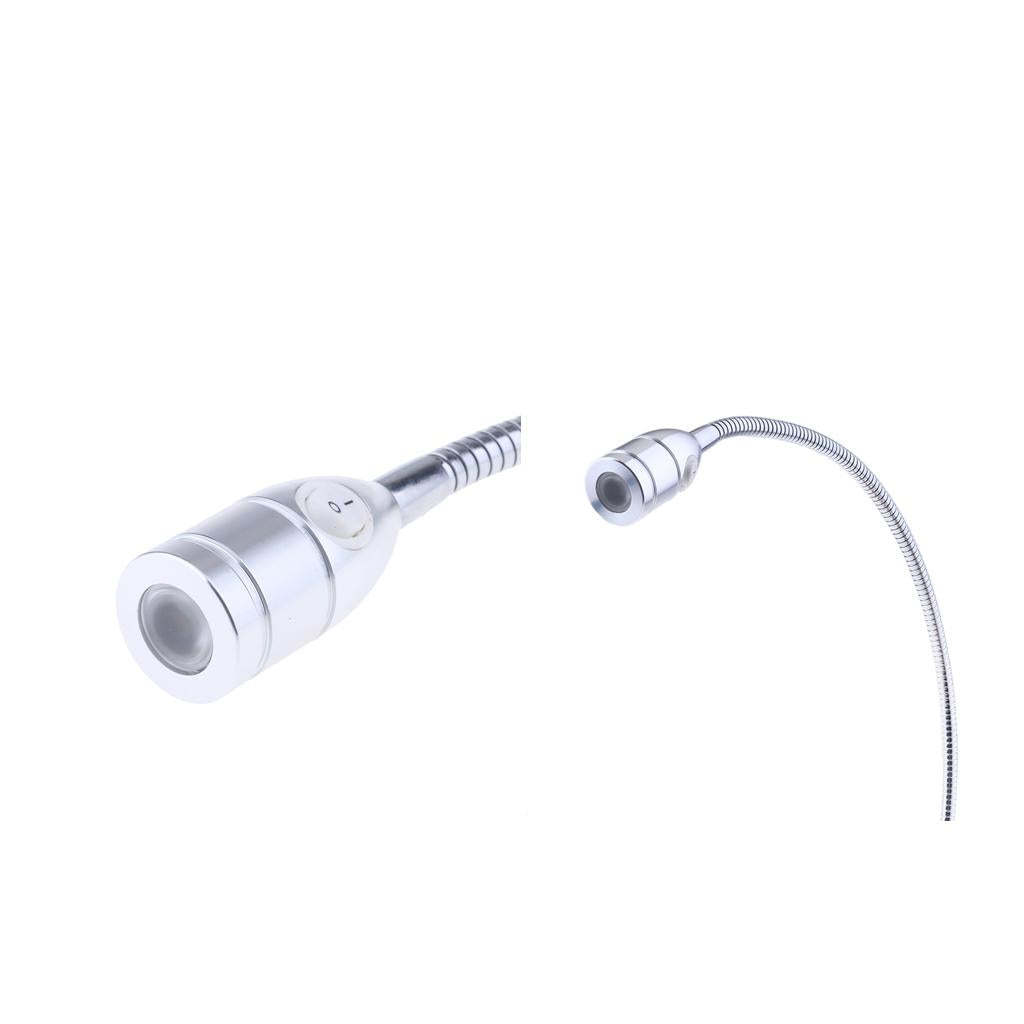 2x12V Gooseneck LED Bedside Reading Lamp Headboard Wall Surface Mount Silver